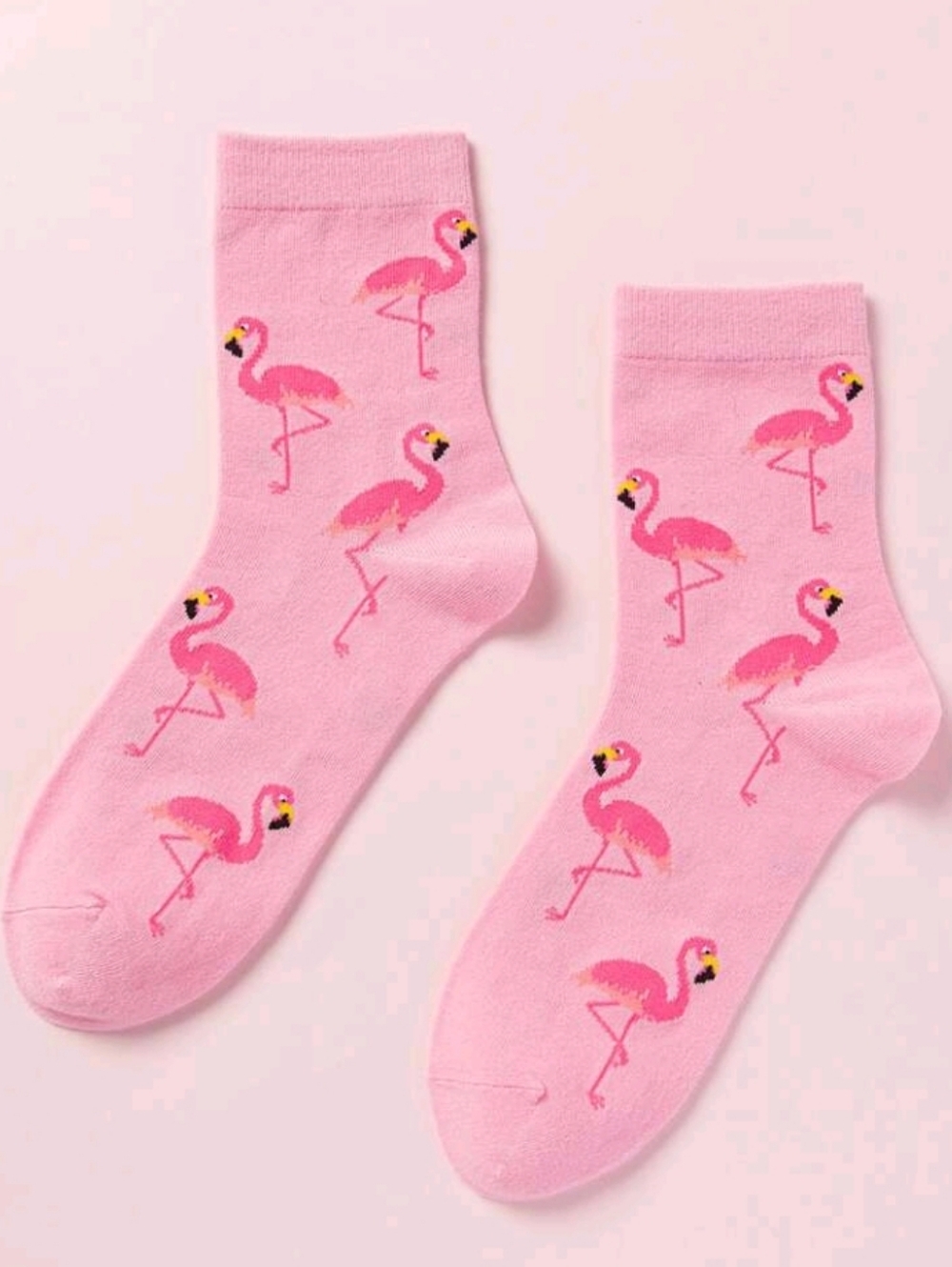 Pink Flamingo Crew Mid-calf Cozy Socks